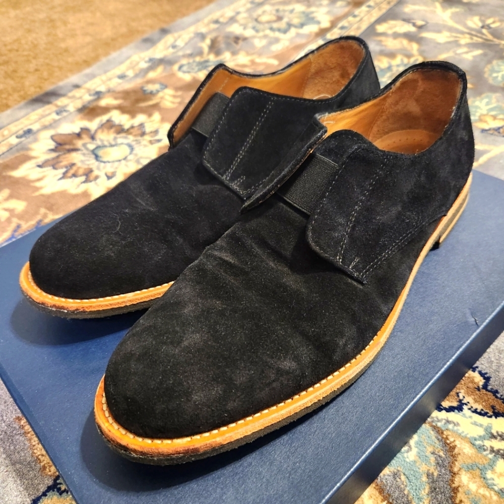 Dusica Italy Mens Black Suede Slip On Dress Shoes US Size 9 EU 42